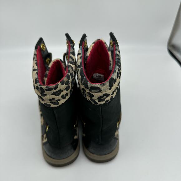 Sperry Hikerfish Leopard Print Black Leather High Top Boots Womens Size 7.5 - Picture 9 of 16